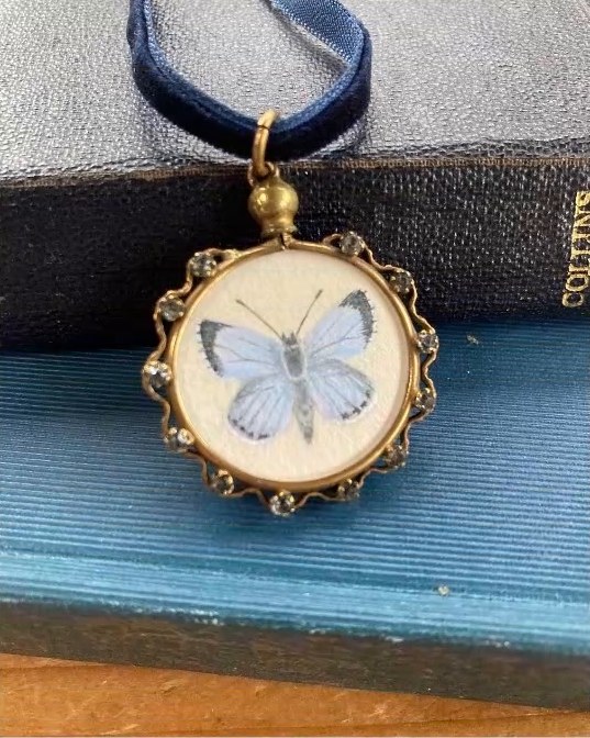 Butterfly. In an antique paste locket pendant